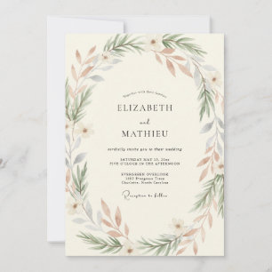 Dusty Clay Foliage Eucalyptus Wedding Invitation