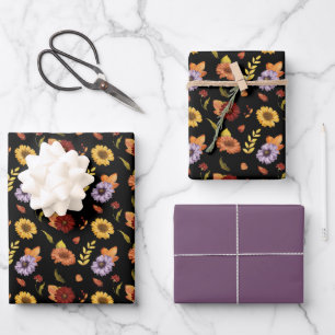 Dusty Colorful Flowers Cute Elegant Pattern Wrapping Paper Sheets