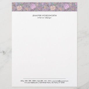 Dusty Colors Whimsical Floral Modern Letterhead