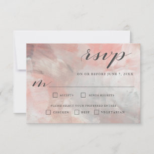 Dusty Cora Abstract Brushstrokes RSVP with Entrees
