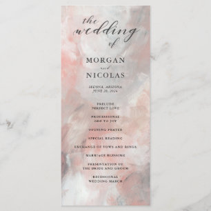 Dusty Coral Abstract Brushstrokes Wedding Program