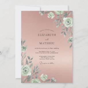 Dusty Coral Leafy Wedding Invitation