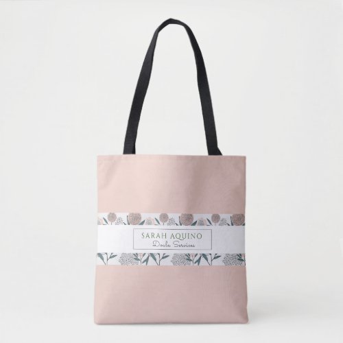 Dusty Coral With Floral Edge Doula Promotional Tote Bag
