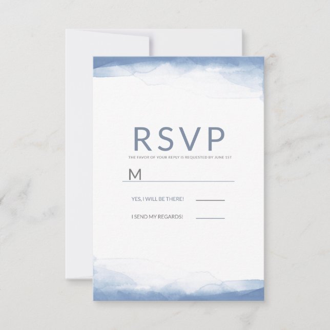 Dusty Cornflower Blue Watercolor Wedding RSVP (Front)