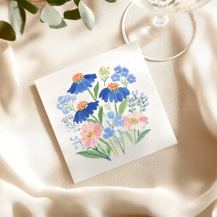 Dusty Cornflower Wildflower Meadow Baby Shower Napkins