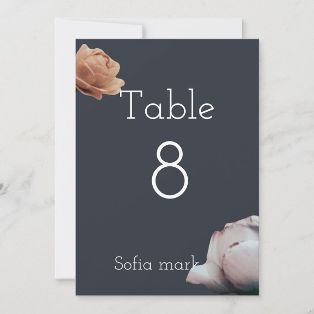 Dusty dark blue minimal table number  (Front)