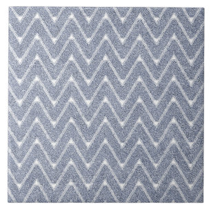 Dusty Denim Blue Chevron Pattern Ceramic Tile