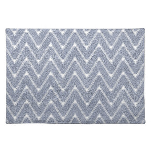 Dusty Denim Blue Chevron Pattern Cloth Placemat