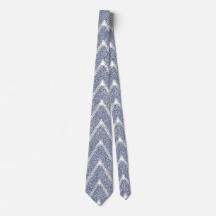 Dusty Denim Blue Chevron Pattern Neck Tie