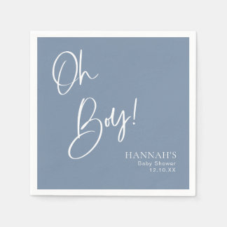 Dusty/ Denim Blue Oh Boy Baby Shower Napkins