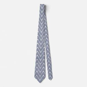 Dusty Denim Blue Small Chevron Pattern Neck Tie