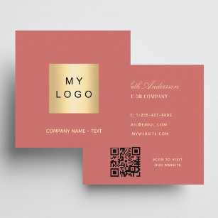 Dusty earth logo QR code Square Business Card