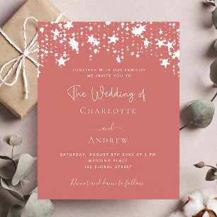 Dusty earth stars budget wedding invitation flyer
