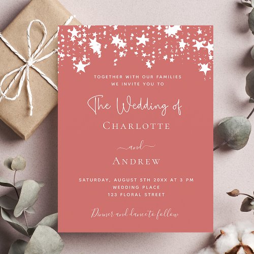 Dusty earth stars elegant wedding invitation postcard