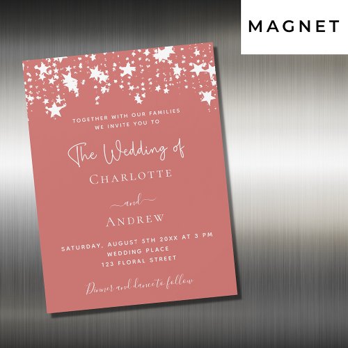 Dusty earth stars luxury wedding magnetic invitation