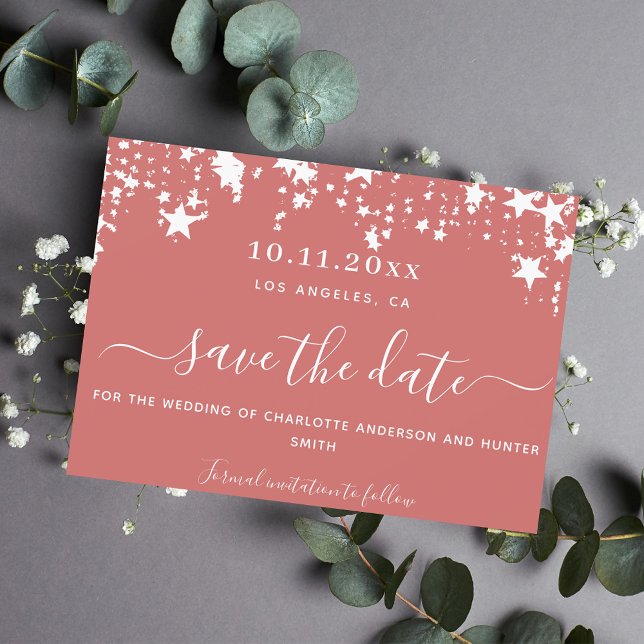 Dusty earth white stars wedding save the date (Creator Uploaded)