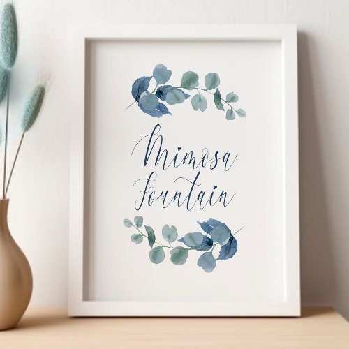 Dusty Eucalyptus Calligraphy Mimosa Fountain Poster