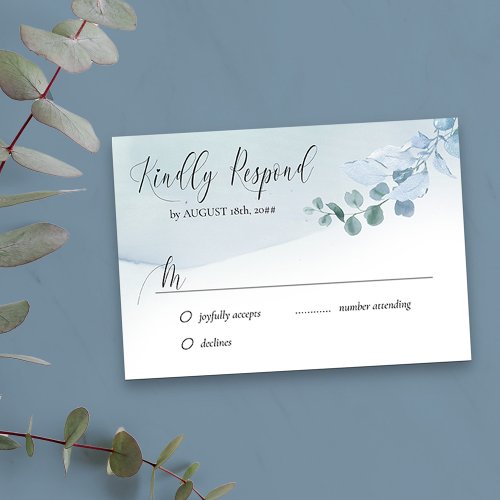 Dusty Eucalyptus Elegant Foliage Simple Wedding RSVP Card