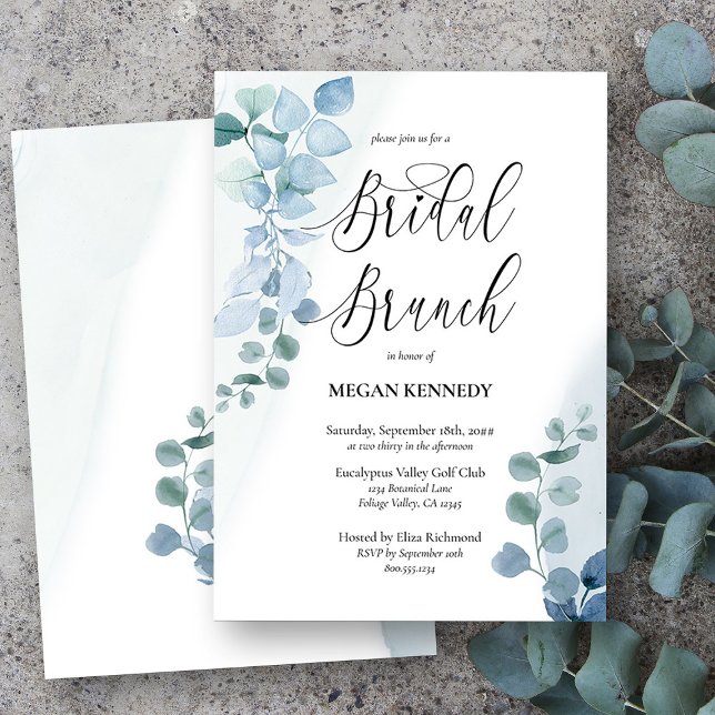 Dusty Eucalyptus Elegant Greenery Bridal Brunch Invitation (Bridal Brunch Invitation from my Dusty Eucalyptus Wedding Collection)