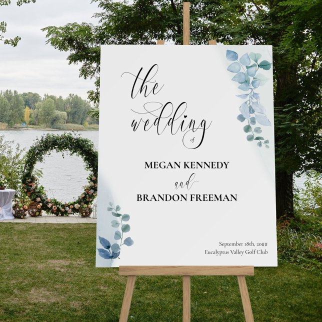 Dusty Eucalyptus Elegant Greenery Wedding Easel Foam Board (Creator Uploaded)