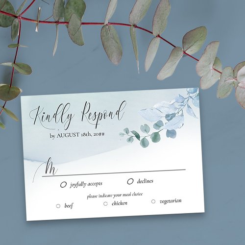 Dusty Eucalyptus Elegant Meal Options Wedding RSVP