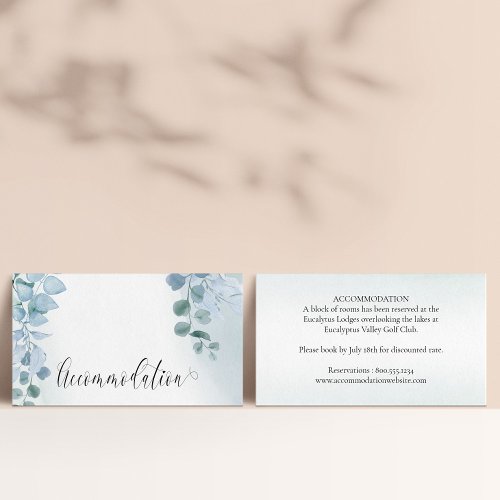 Dusty Eucalyptus Elegant Wedding Accommodation Enclosure Card