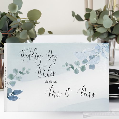 Dusty Eucalyptus Elegant Wedding Day Wishes Guest Book