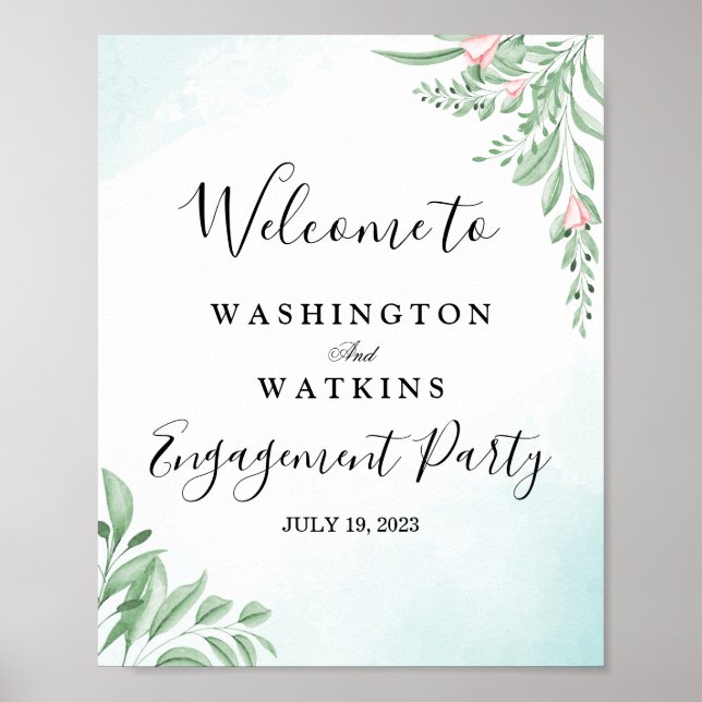 Dusty Eucalyptus Engagement Party Welcome Sign (Front)