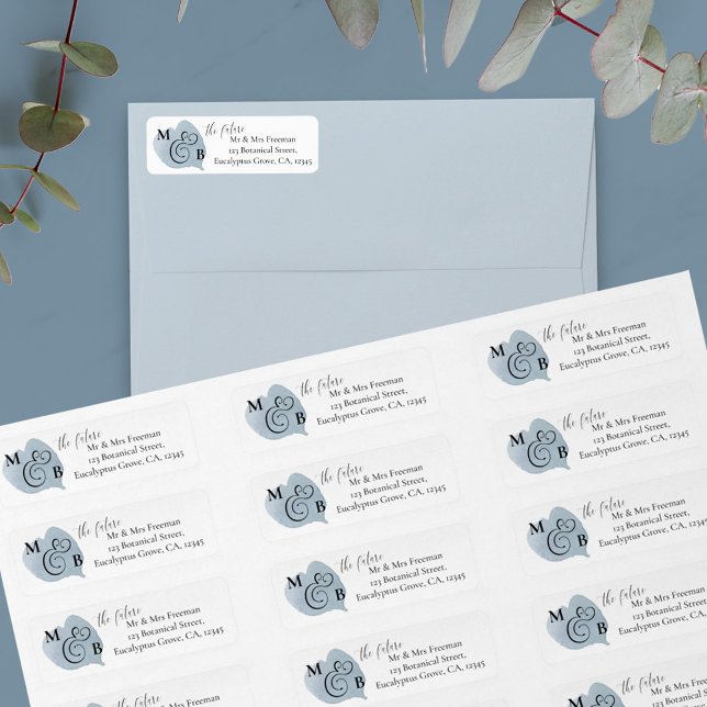 Dusty Eucalyptus future Mr and Mrs Return Address Label (Monogrammed wedding return address labels for the future Mr & Mrs)