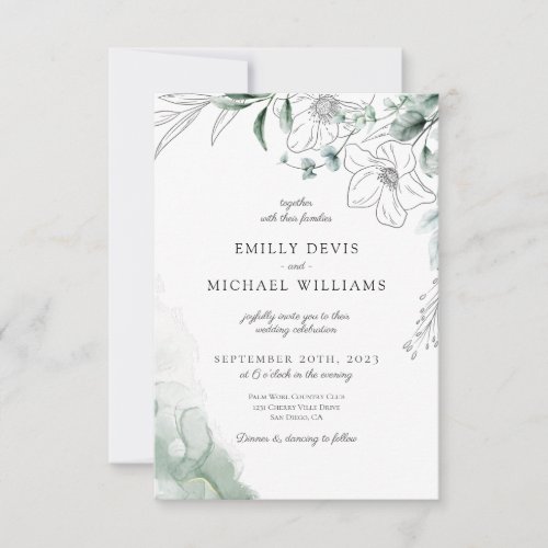 Dusty Eucalyptus Greenery Wedding Invitation