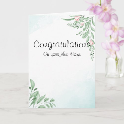 Dusty Eucalyptus Leaves Congratulations New Home Card