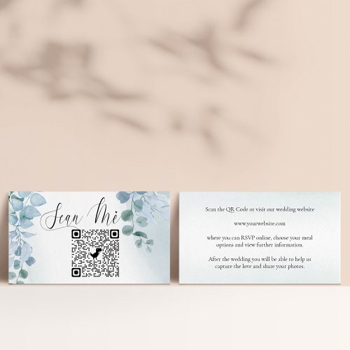 Dusty Eucalyptus Online RSVP QR Code Wedding Enclosure Card