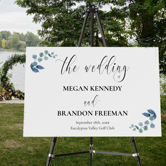 Dusty Eucalyptus Simple Greenery Wedding Easel Foam Board (Creator Uploaded)