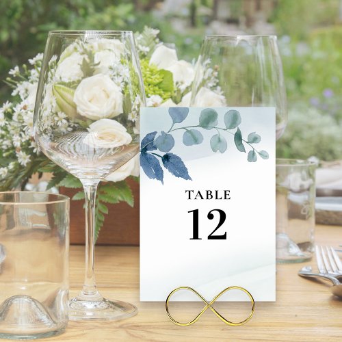 Dusty Eucalyptus Watercolor Foliage Table Number