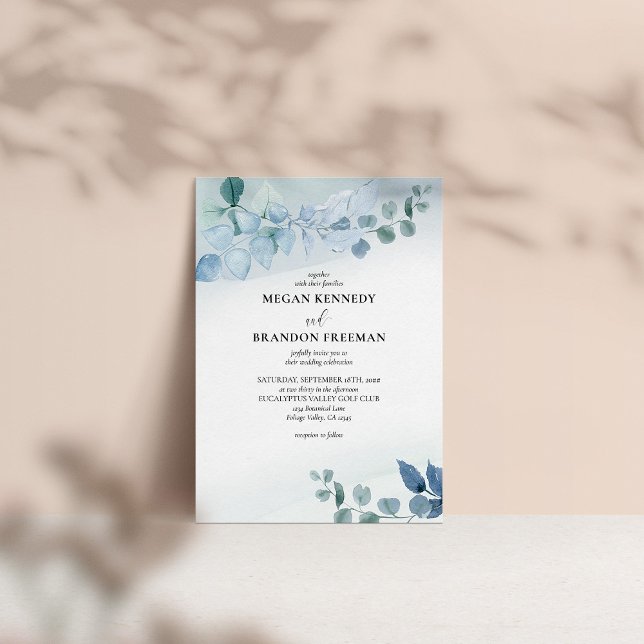 Dusty Eucalyptus Watercolor Greenery Wedding Invitation (Creator Uploaded)