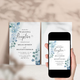Dusty Eucalyptus Watercolor Wedding Reception Only Invitation