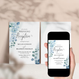 Dusty Eucalyptus Watercolor Wedding Reception Only Invitation