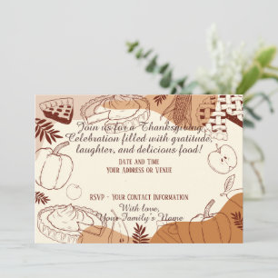 Dusty Fall Thanksgiving Rustic Elegant Invitation