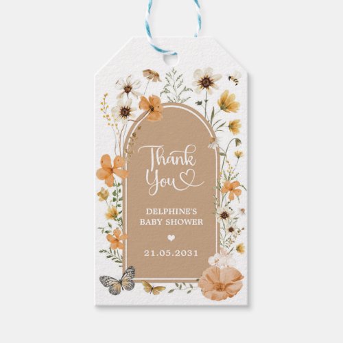 Dusty Fall Wildflower Garden Baby Shower Favors Gift Tags