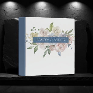 Dusty Floral Bouquet   Lovely Smoky Blue Photo 3 Ring Binder