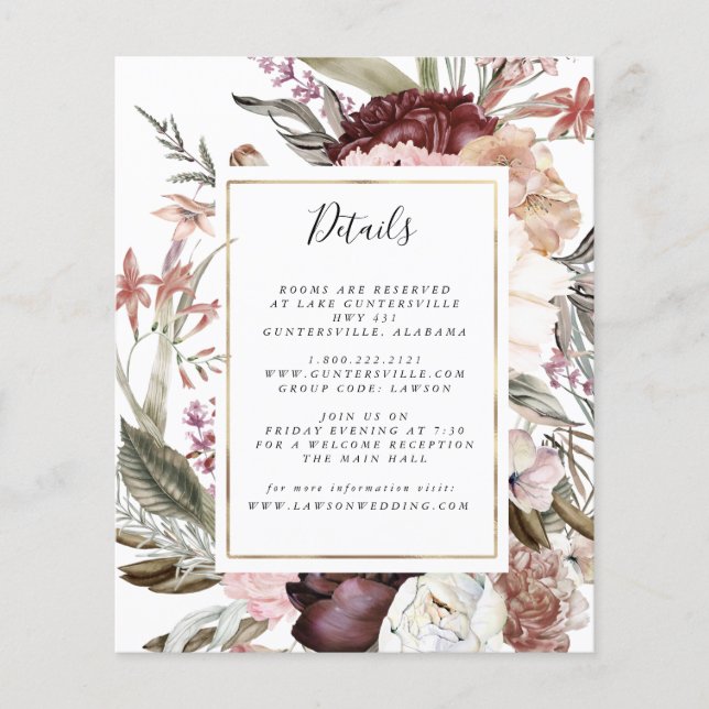 Dusty Floral Details Card | Budget Flyer (Front)