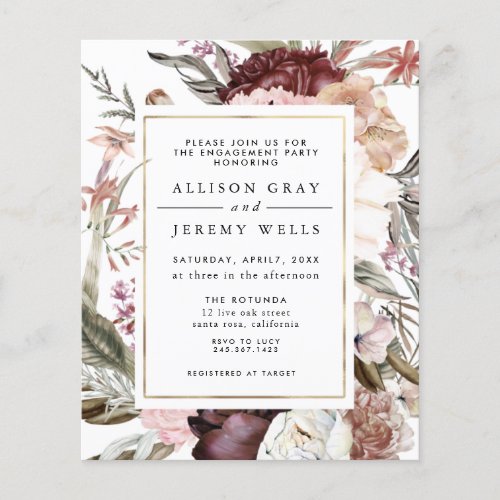 Dusty Floral Engagement Party Invitation 
