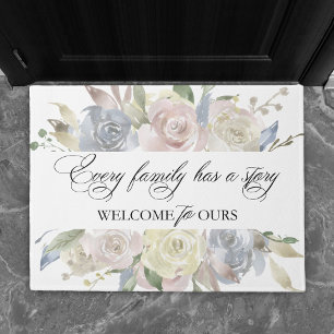 Dusty Floral Every Family has a Story Welcome Doormat