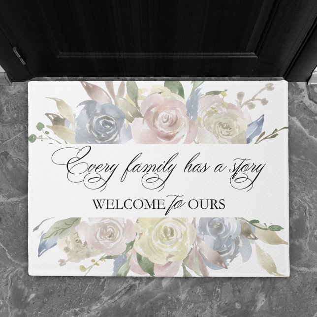 Dusty Floral | Every Family has a Story Welcome Doormat (Creator Uploaded)
