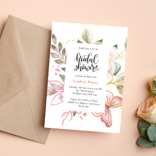Dusty Floral Greenery Minimal Bridal Shower Invitation