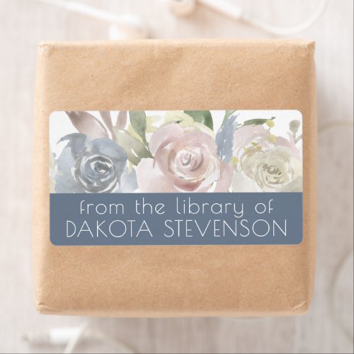 Dusty Floral  Lovely Blue Cream Pink Library Book Label