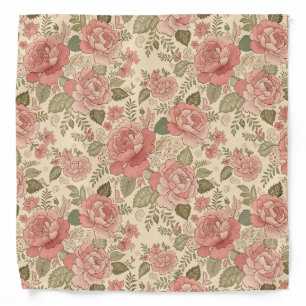 Dusty Floral Muse - Dusty Rose Sage Batik Style Bandana