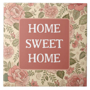 Dusty Floral Muse - Dusty Rose Sage Batik Style Ceramic Tile