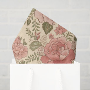 Dusty Floral Muse - Dusty Rose Sage Batik Style Tissue Paper