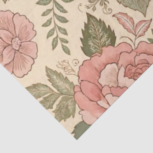 Dusty Floral Muse - Dusty Rose Sage Batik Style Tissue Paper
